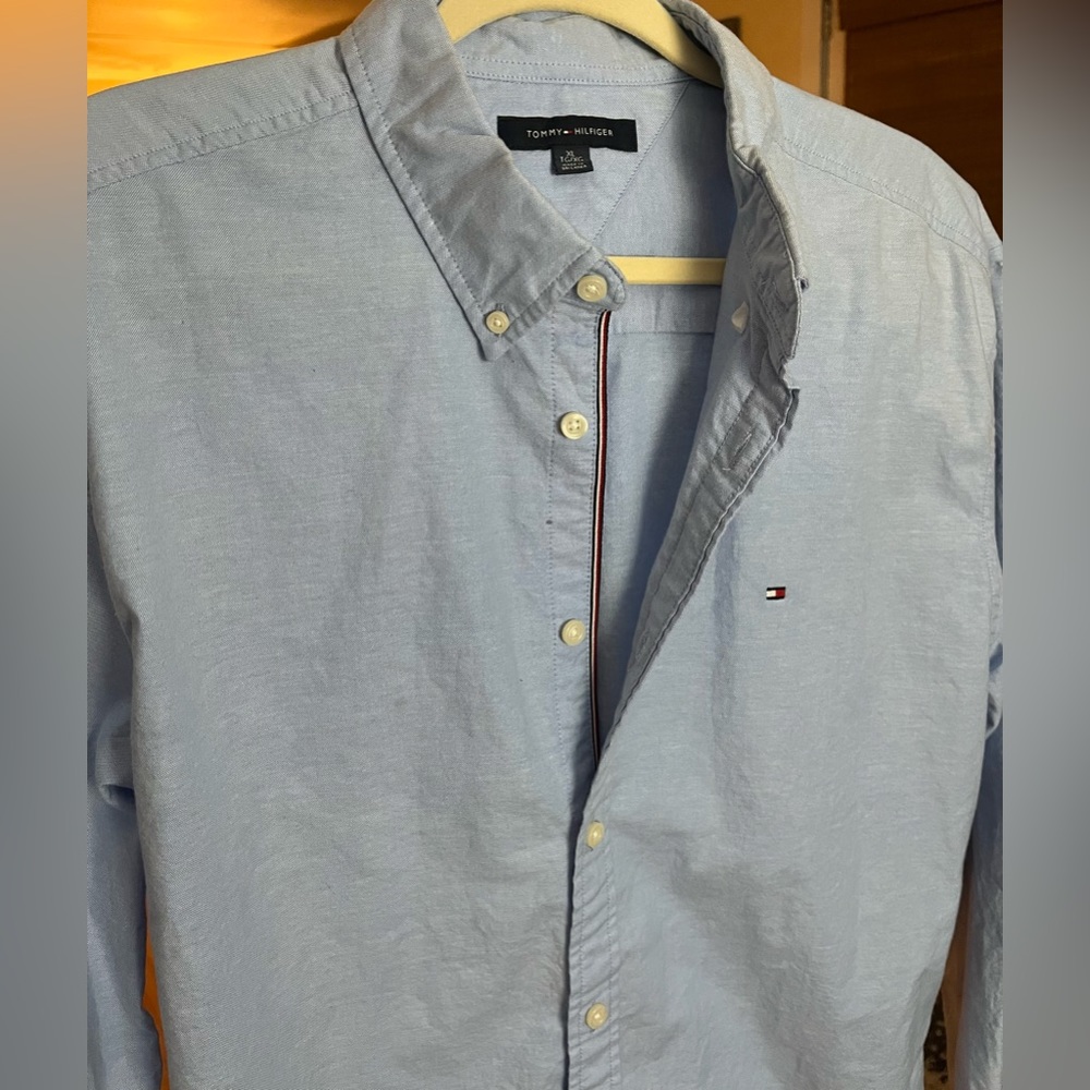 Men’s Tommy Hilfiger, light blue, cotton button up shirt